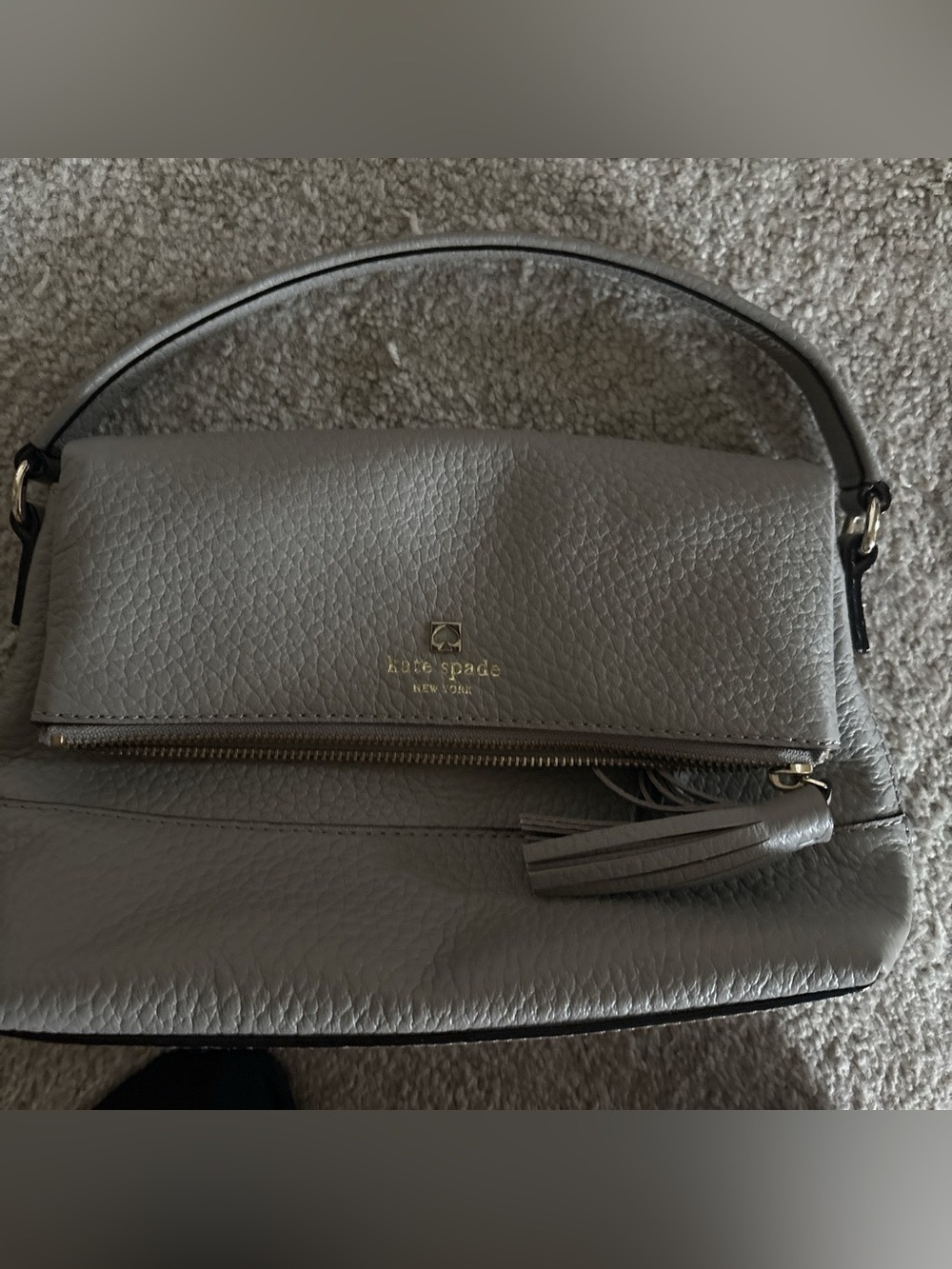 Kate Spade Gray Pebbled Leather Top-Handle no crossbody strap